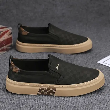 男鞋帆布鞋春夏季透气潮流休闲一脚蹬老北京布鞋男士软底工作板鞋商品大图