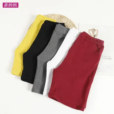 女童春秋款纯色磨毛棉打底裤五分裤弹力女孩中裤可配裙保暖护腿图片