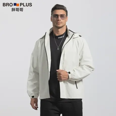 胖哥哥大码男装外套男加肥加大夹克宽松简约百搭胖潮上衣男秋季款图片