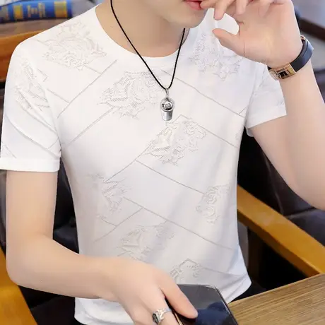 冰丝短袖t恤男2023年夏季新款韩版潮流时尚半袖薄款男装上衣服潮图片