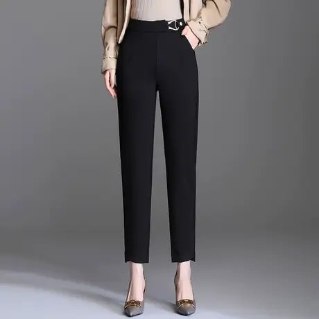 黑色萝卜裤高腰显瘦小脚裤韩版修身西装裤秋季2023新款九分休闲裤商品大图
