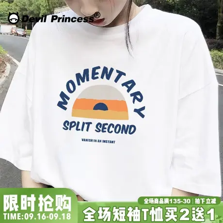 日系vintage短袖t恤女宽松韩版ins原宿风盐系炸街很仙的半袖上衣图片