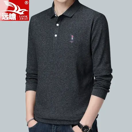 春季t恤男长袖2023新款休闲商务翻领春秋潮流宽松上衣polo衫男款商品大图