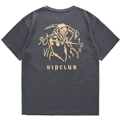 VIP刺绣短袖t恤男潮牌夏季纯棉工装体恤半袖vintage复古上衣薄款商品大图
