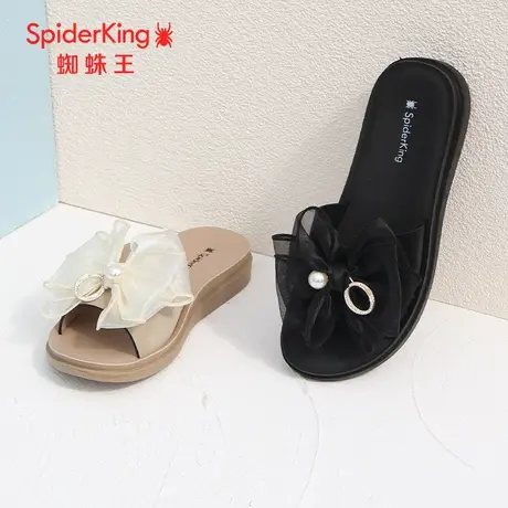 SPIDER KING/蜘蛛王拖鞋女外穿2023夏商场同款蝴蝶结一字拖鞋可爱商品大图