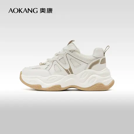 奥康女鞋 2024春季新款港风百搭运动鞋复古厚底增休闲老爹鞋图片