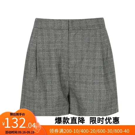 【艾格】休闲短裤2023春季新款简约百搭时尚通勤条纹女生裤子商品大图