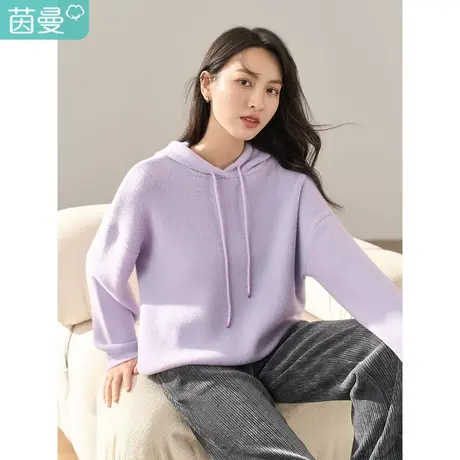 【商场同款】茵曼2023女冬新款田园北欧连帽套头宽松柔软卫衣毛衣商品大图