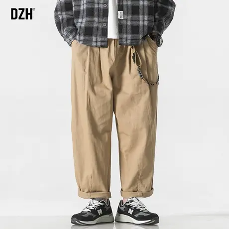 男士日系卡其色工装裤男直筒宽松春夏纯棉裤子男款2023新款休闲裤商品大图