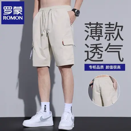 罗蒙2025新款男款休闲短裤宽松直筒夏季薄款冰丝工装五分裤子N1Z商品大图