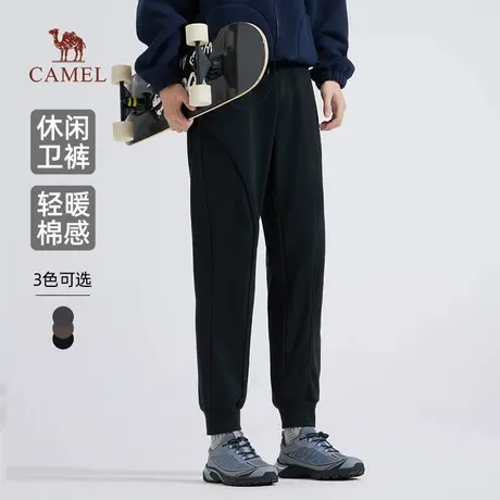 骆驼男装运动卫裤男2025新款春秋破骨宽松束脚针织棉感休闲长裤子商品大图
