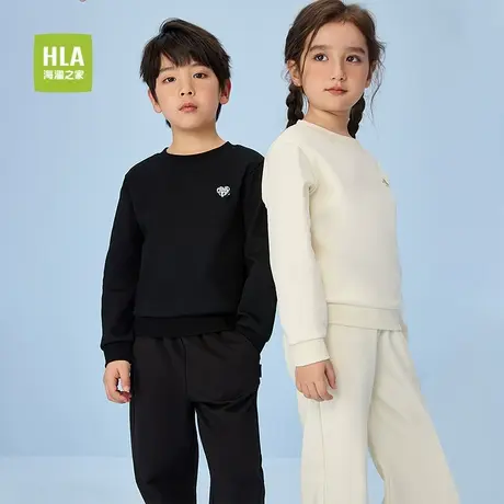 HLA/海澜之家圆领卫衣25春夏新小落肩柔软舒适易搭上衣男女童装商品大图