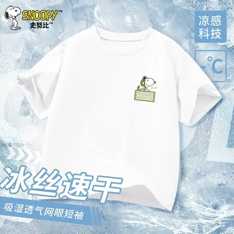 史努比童装男童短袖t恤儿童夏季速干运动衣服男大童冰丝夏装上衣图片