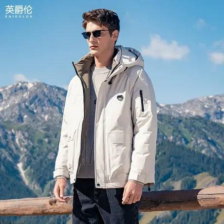 2024新款90绒子工装羽绒服男连帽保暖冬装潮牌男士冬季白鸭绒外套商品大图