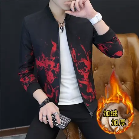 外套男士春秋季韩版潮流秋冬加绒休闲夹克男装秋装上衣服2023新款商品大图