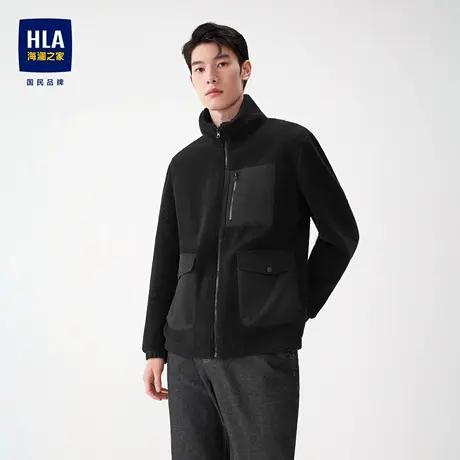 HLA/海澜之家蓬松保暖摇粒绒夹克男21秋冬新品仿羊羔毛运动外套男图片