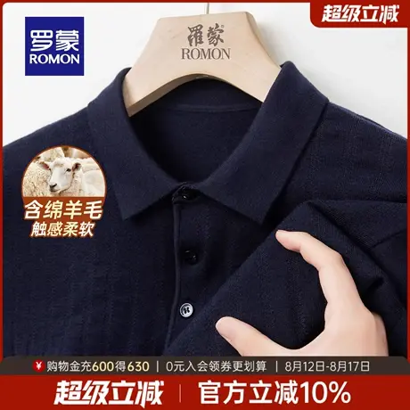 【含绵羊毛】罗蒙男士Polo领针织衫2025秋季新款百搭休闲保暖毛衣图片