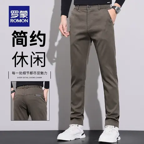 罗蒙秋季弹力休闲裤男2025新款修身直筒潮流商务抗皱长裤子男N1Z商品大图
