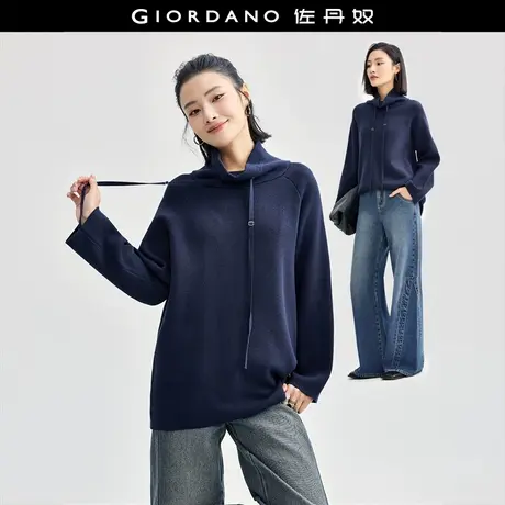 佐丹奴针织衫女装抽绳高领插肩毛织套头针织衫 18354219商品大图
