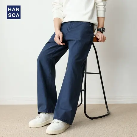 hansca直筒喇叭阔腿宽松牛仔裤2025新款潮牌高端男秋季美式长裤子商品大图