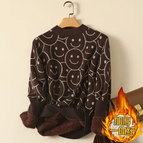 一体绒半高领毛衣女2022年秋冬新款加绒加厚宽松内搭针织打底衫女图片