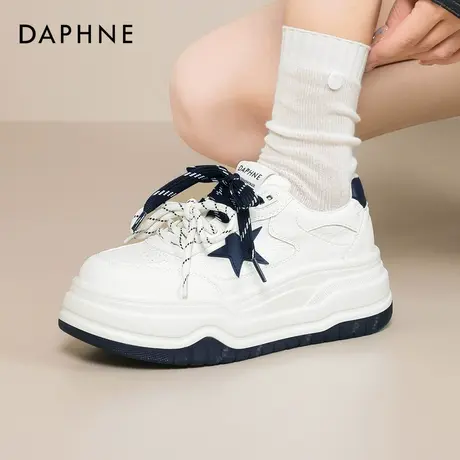 达芙妮小白鞋女2025新款春秋厚底增高ins潮百搭学生休闲星星板鞋商品大图