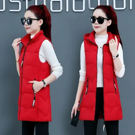 2023秋冬新款免洗羽绒棉马甲女中长款棉服宽松无袖背心棉衣马夹潮图片