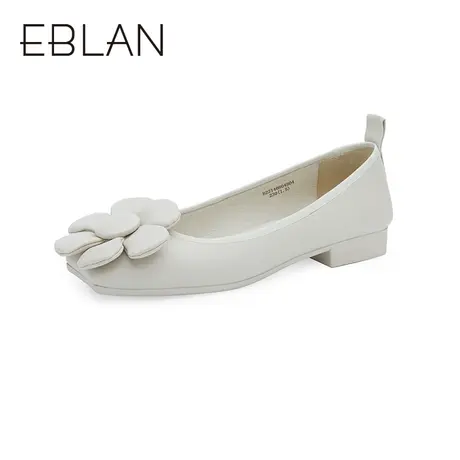 EBLAN伊伴女鞋春季低跟百搭纯色平底鞋休闲一脚蹬通勤鞋单鞋商品大图