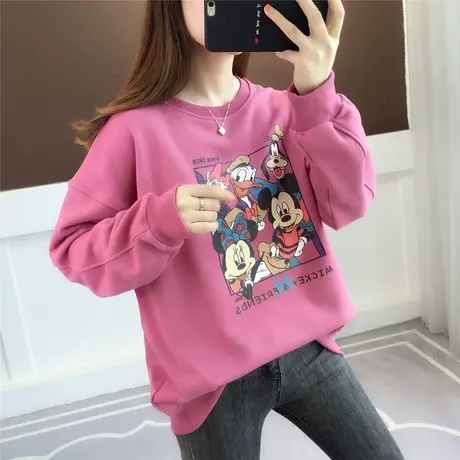 卡通印花卫衣女圆领套头2023秋冬新款女装韩版长袖百搭上衣女ins商品大图