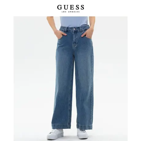 【38上新季】GUESS  女士高腰直筒阔腿牛仔裤垂感柔软拖地裤商品大图