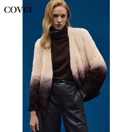 COVER冬季渐变染色工艺整貂皮草外套图片