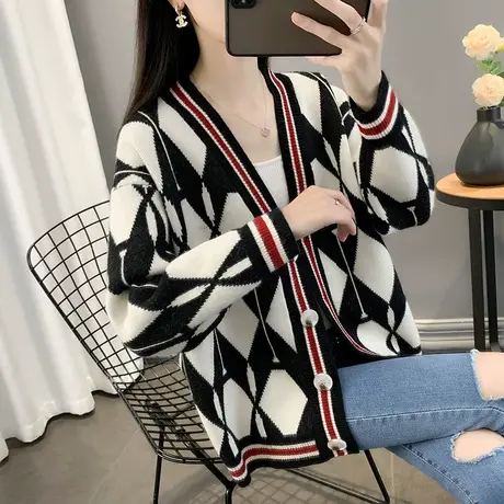 春季女士毛衣外套早秋装2023年新款初秋针织开衫女上衣春秋款百搭商品大图