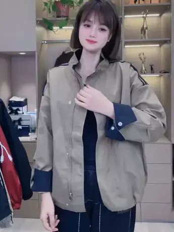 今年流行卡其色风衣外套女秋季款韩版宽松气质显瘦高级感休闲上衣商品大图