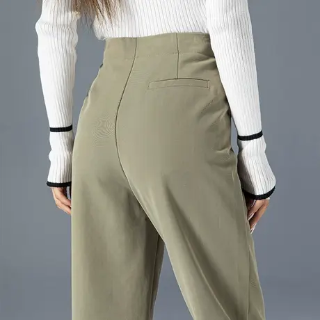 高腰西装裤女秋季2023新款显瘦裤子小个子九分裤休闲裤萝卜哈伦裤商品大图