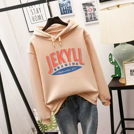 白色卫衣女连帽秋冬季2024新款宽松韩版爆款加绒加厚情侣装潮ins图片