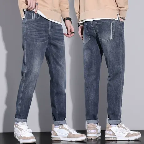 春秋款男生新塘水洗直筒休闲牛仔长裤秋季潮牌高端痞帅男裤子秋天图片