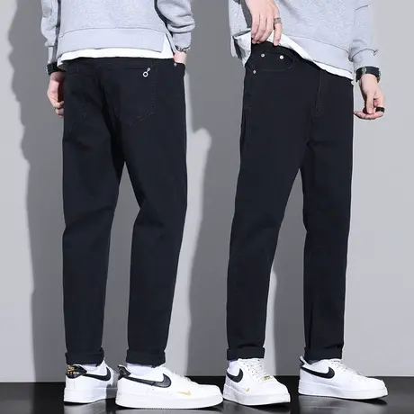 春季男款高级感黑色休闲牛仔裤春秋款宽松直筒男裤子2024新款春装商品大图