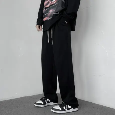 男士雪尼尔休闲卫裤秋冬季男款运动直筒宽松阔腿灯芯绒加绒长裤子商品大图