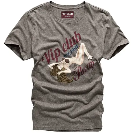 VIP夏季短袖t恤男圆领纯棉韩版修身体恤印花半袖打底衫上衣服潮牌商品大图