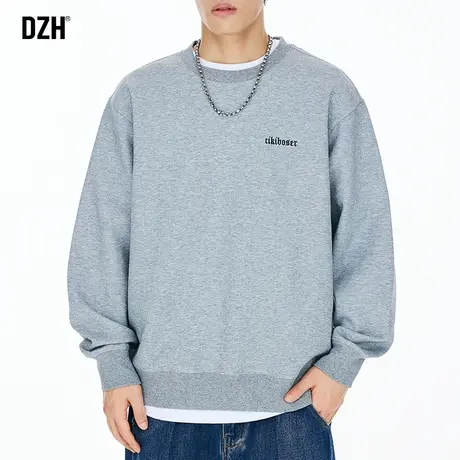 男士灰色长袖卫衣男潮ins宽松套头衫2023新款印花长袖上衣打底衫商品大图