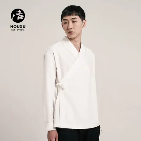 后序中国风衬衫男宽松长袖中式复古汉服领斜襟高级设计感白衬衣商品大图