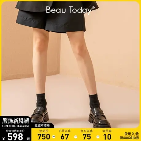 BeauToday厚底乐福鞋女真皮英伦风小皮鞋jk鞋春季新款浅口单鞋BT商品大图