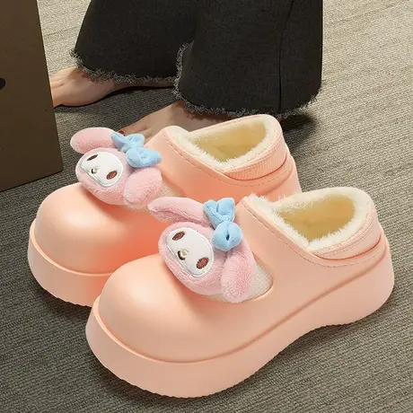 美乐蒂棉拖鞋女士冬季外穿2023新款家居防水防滑保暖加绒棉鞋女款商品大图