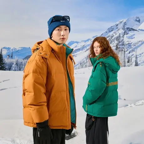 纯色复古连帽羽绒服女冬季加厚外套2023年新款宽松oversize面包服商品大图