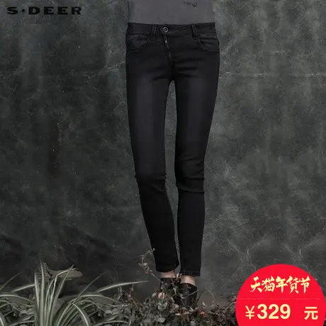 sdeer圣迪奥2018春装水洗磨白做旧休闲牛仔长裤休闲裤女S16180880商品大图