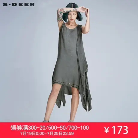 sdeer圣迪奥女装清透不规则摆飘逸搭片连衣裙S16281262图片