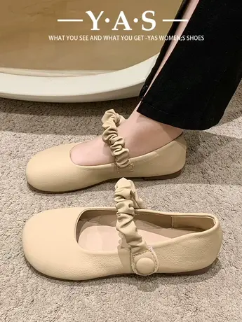 玛丽珍女鞋春季2024新款豆豆鞋法式晚风小皮鞋配裙子温柔仙女单鞋商品大图