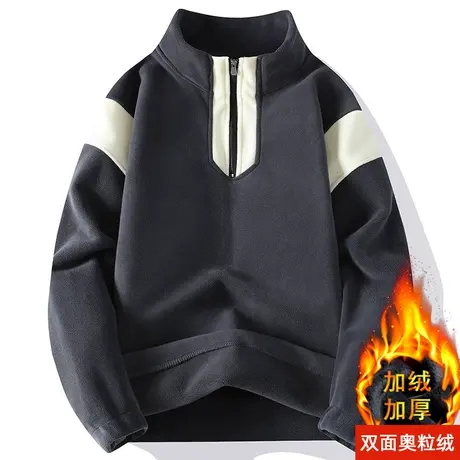 青少年加绒加厚卫衣男孩13岁大童14初中学生15秋冬季半高领打底衫商品大图