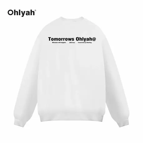 Ohlyah字母标语圆领卫衣国潮牌复古情侣装秋季美式高街宽松套头男图片