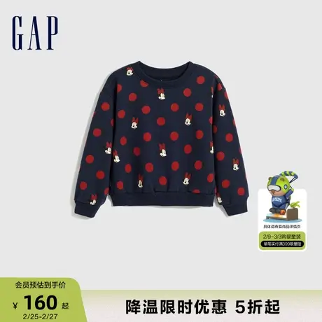 【迪士尼联名】Gap女幼童冬季款抓绒保暖卫衣洋气运动上衣829768商品大图